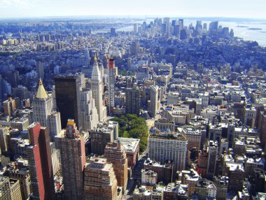 New york şehri, gökdelenler ile manhattan skyline hava panorama görünüm.
