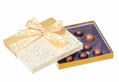 domalan beyaz izole altın şeker kutusu. Noel hediyesi