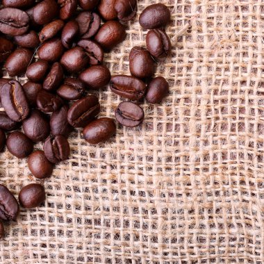 Çuval bezeli kahve çekirdekleri.