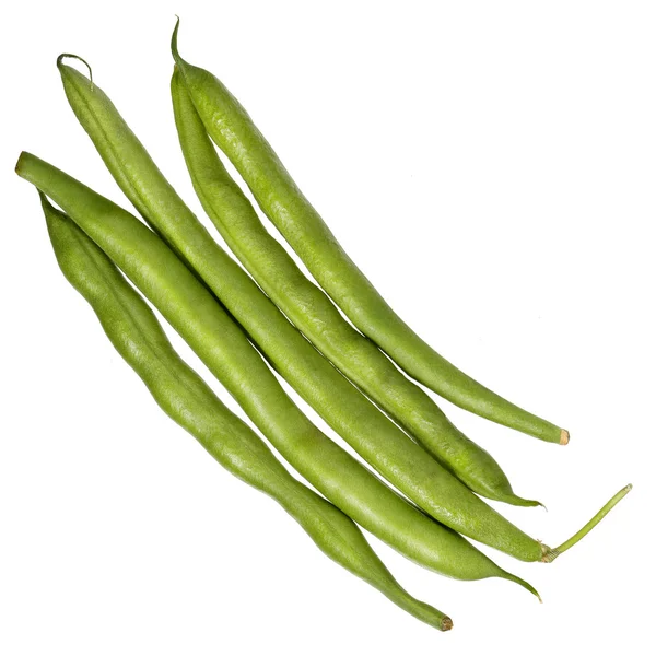 緑色の豆は、白で隔離されます。トップ ビュー — ストック写真