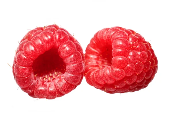 Frutos de frambuesa, aislados sobre fondo blanco. Macro — Foto de Stock