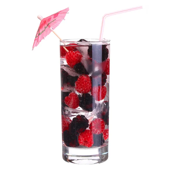 Ovocný koktejl s čokoládou a blackberry ve skle — Stock fotografie