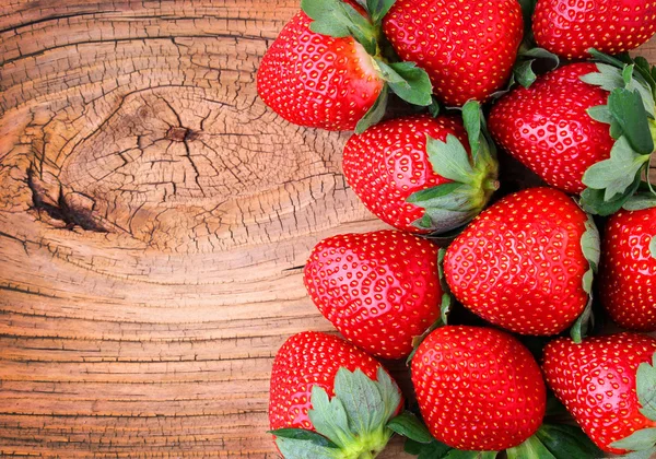 Strawberries on Wooden Background — Stock Photo, Image