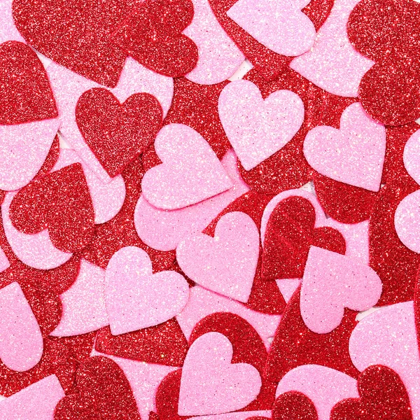 Glitter Red and Pink Hearts. Background. Valentines Day — Stock Photo, Image