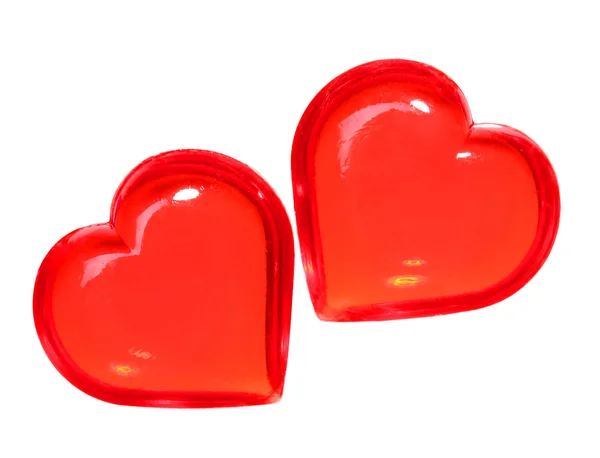 Tow Red Hearts isolated on white background. Valentines Day. — Stock Photo, Image