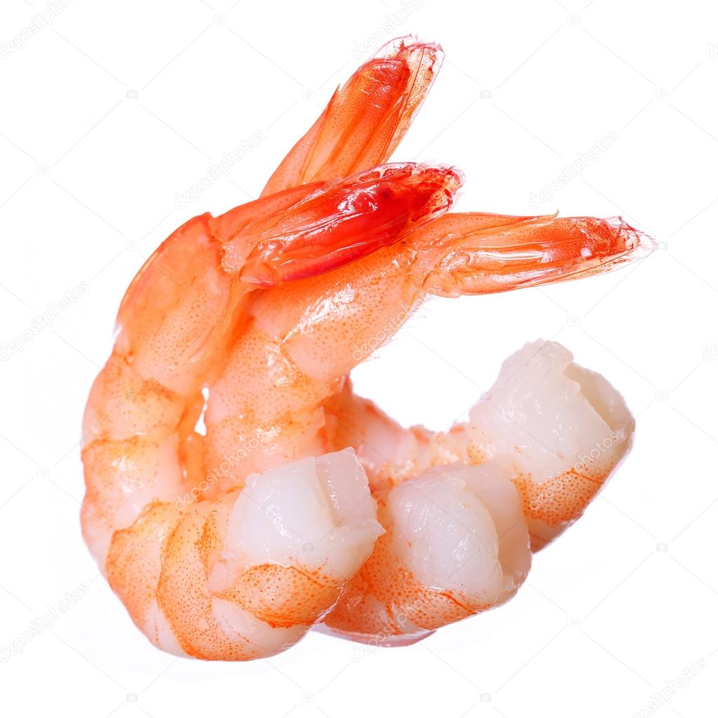 Shrimps isolated on white background. Seafood