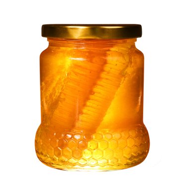 kavanoz bal peteği üzerinde beyaz izole ile