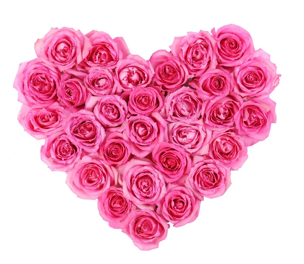 Beyaz arka plan üzerinde izole pembe Gül izole kalp şeklinde