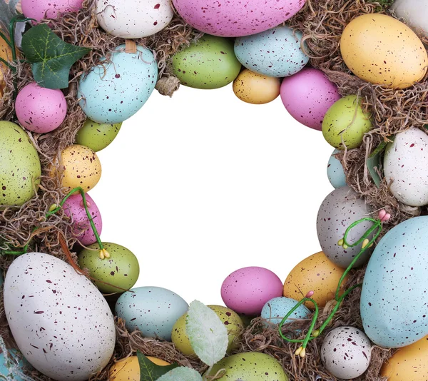 Colorful easter eggs border. Isolated — Stock Photo, Image