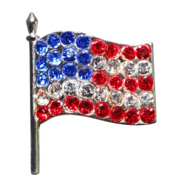 elmas veya üzerinde beyaz izole rhinestones Amerikan bayrağı.