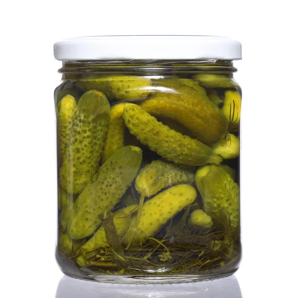 Jar of pickles isolated over white background Stock Picture