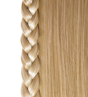 Blonde Straight Hair and Braid or Plait isolated on white. Hair  clipart