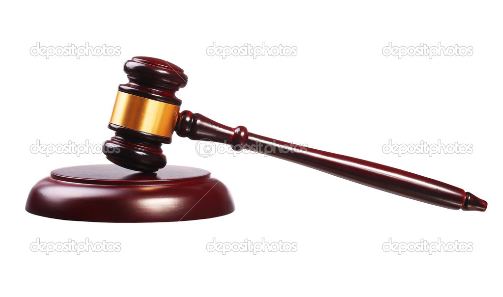 Judge gavel and soundboard isolated on white background