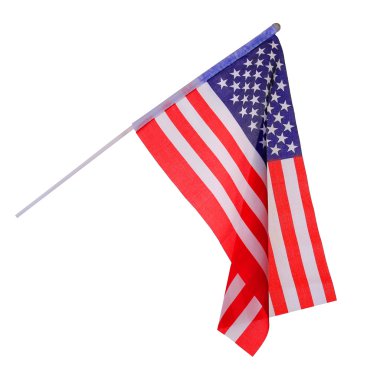 Amerikan bayrağı beyazlar üzerinde izole edilmiş