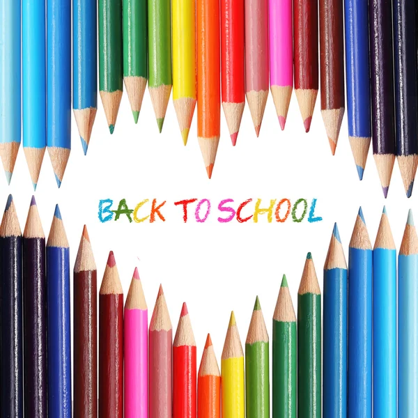 Back to school concept. Colorful pencils arranged as the heart, — Stock Photo, Image