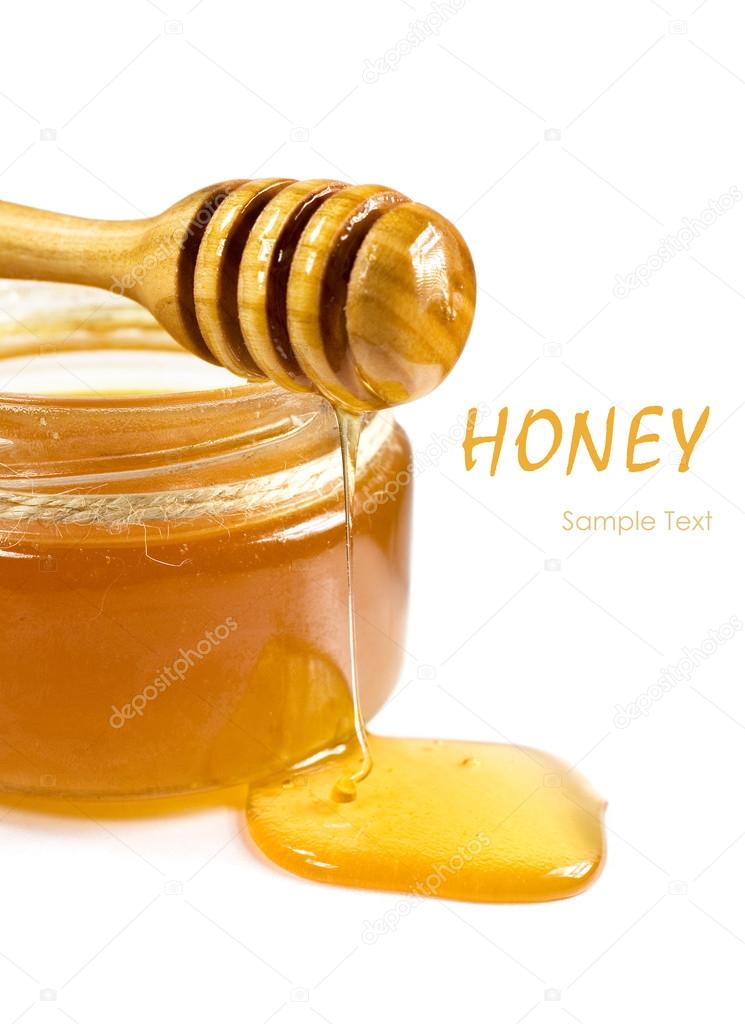 Sweet honey in a glass jar