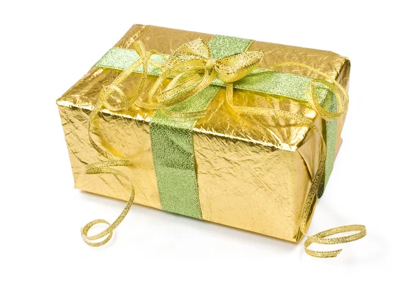 Goldene Geschenkbox — Stockfoto