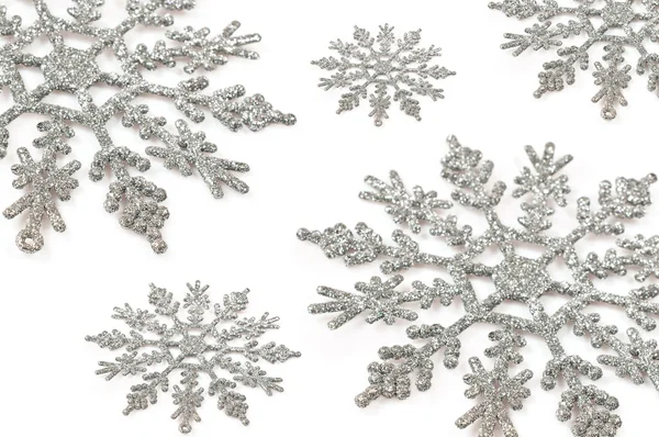 Zilveren sneeuwvlokken — Stockfoto