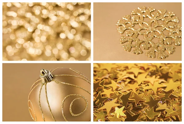 Gouden Kerstset van achtergronden — Stockfoto