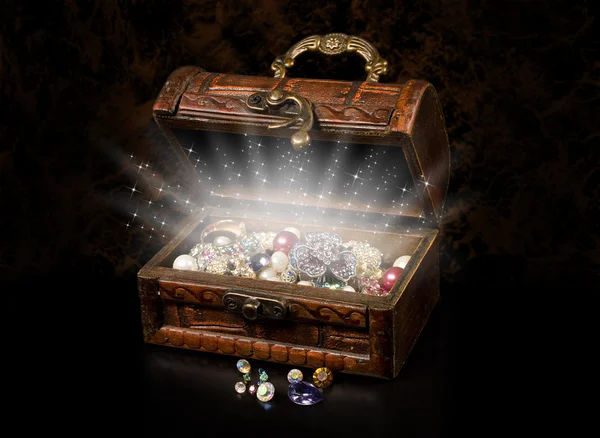 Antique chest of pirate treasure — Stock Photo, Image
