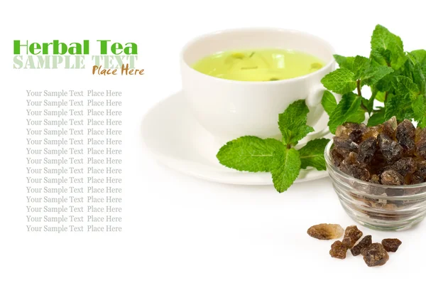 Herbal tea with mint over white — Stock Photo, Image