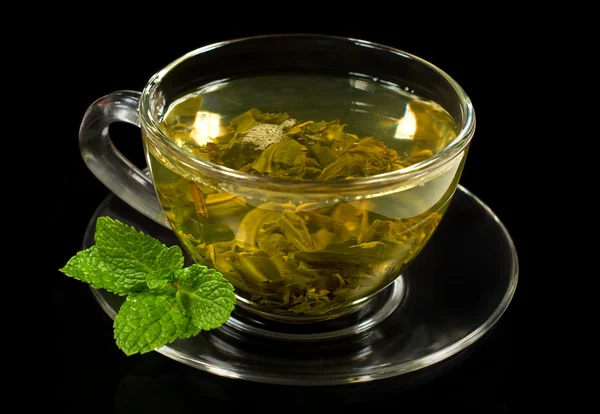 Groene thee met munt — Stockfoto