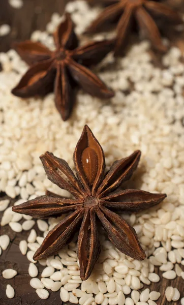 Star anise and sesame — Stock Photo, Image