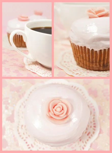 케이크와 커피 세트 — 스톡 사진