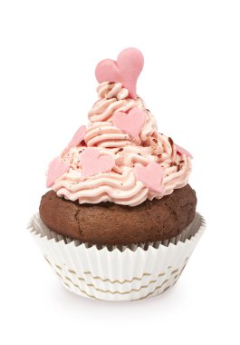 pembe kalpler ile cupcake