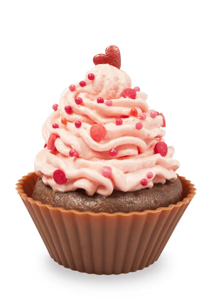 Cupcake met roze crème — Stockfoto