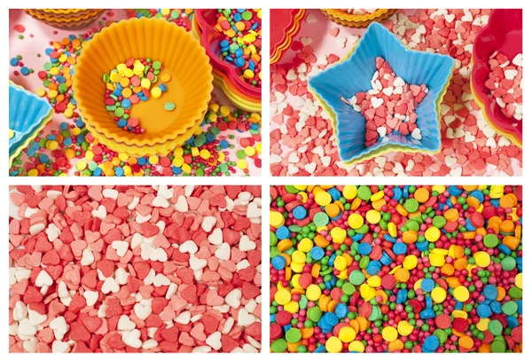 Molds and colorfull candy — Stock Photo, Image