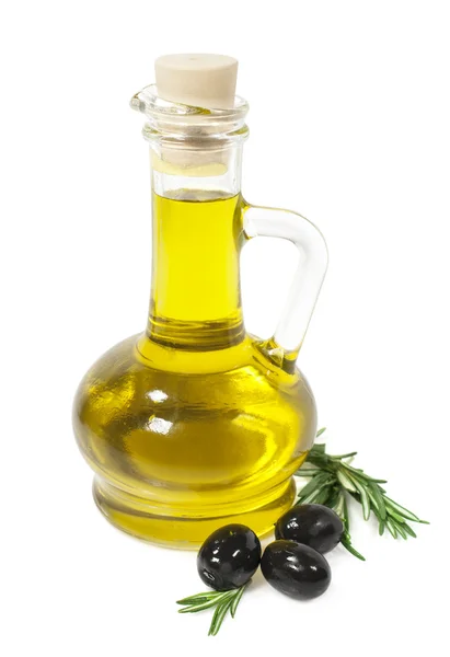 Olive oil in a glass bottle — Stock Photo, Image