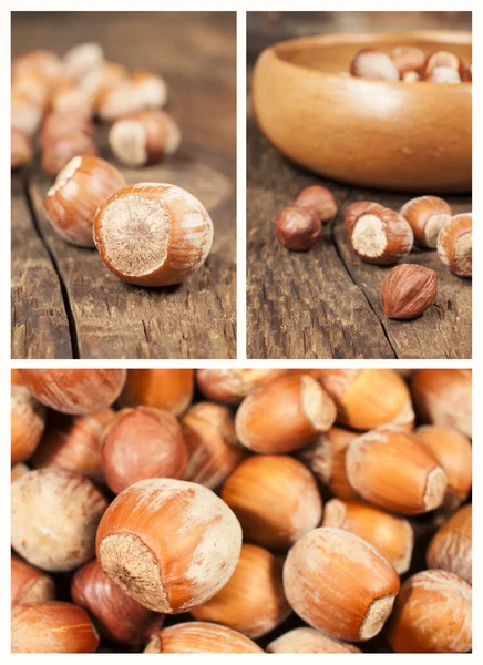 Set with hazelnuts — Stock Photo, Image