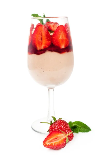 Strawberry dessert with mint — Stock Photo, Image