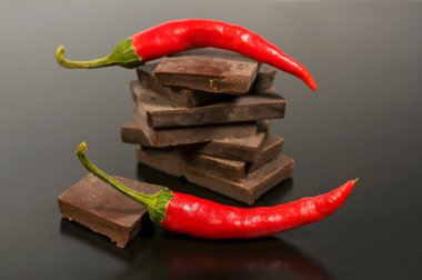 siyah kırmızı acı biber ile çikolata