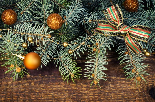 Spruce branches with decorations — Stock Photo, Image
