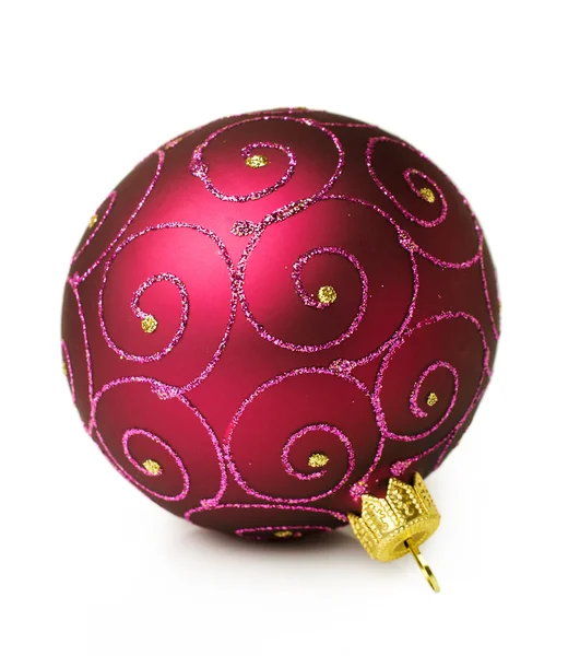 Fialová vánoční koule s ornamenty — Stock fotografie