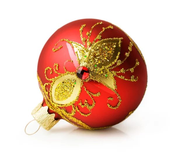 Red Christmas ball with ornament — Stock Photo, Image