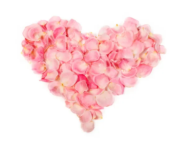 Rose petals in heart shape — Stock Photo, Image