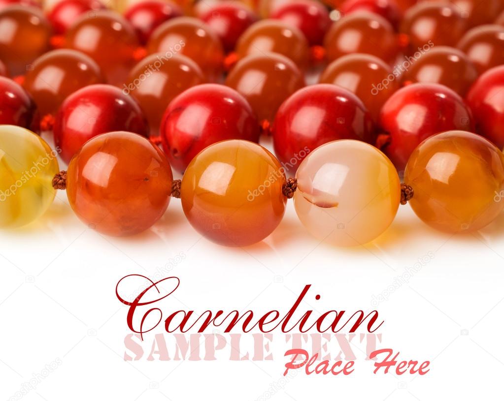 Carnelian beads close-up