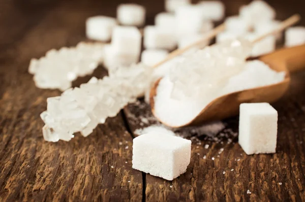 Several types of white sugar — Stock Photo, Image