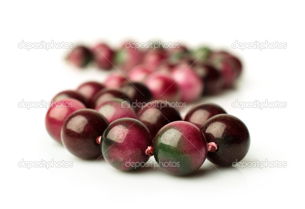pink agate beads isolated