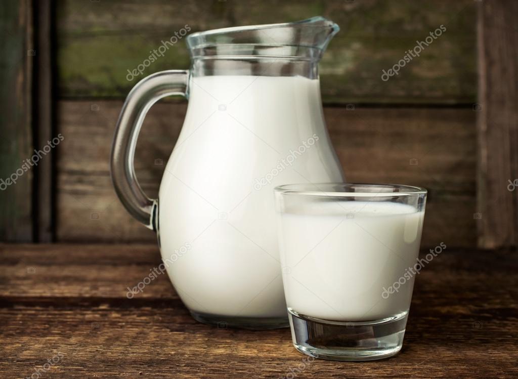 Fresh milk in glass jug and glass Stock Photo by ©viktoriya89 42465507