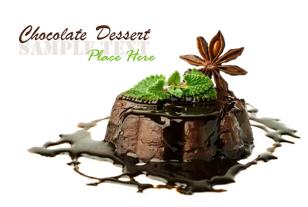 Chocolate pudding with mint and star anise — Stock Photo, Image