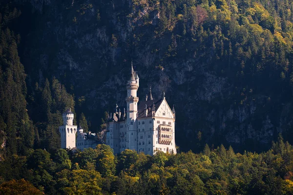Malowniczy Krajobraz Zamkiem Neuschwanstein Pięknym Tle Gór Alp — Zdjęcie stockowe
