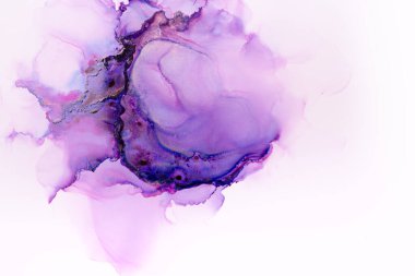 Mor alkol mürekkebi, soyut doku ve moda duvar kâğıdının yakın çekimi. Tasarım projesi için arkaplan olarak davet veya tebrik kartları, poster, sunum