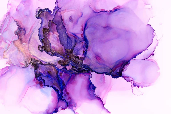 Mor alkol mürekkebi, soyut doku ve moda duvar kâğıdının yakın çekimi. Tasarım projesi için arkaplan olarak davet veya tebrik kartları, poster, sunum
