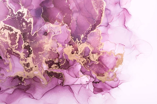 Mor ve altın renkli mürekkep, soyut dokular, moda duvar kağıtları. Tasarım projesi için sanat davetiye, poster, sunum için arkaplan