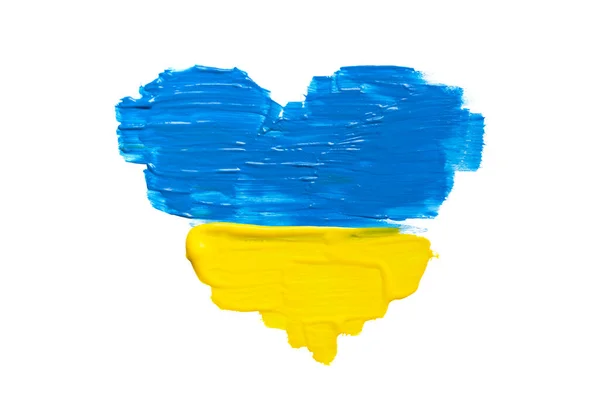 Pintado Bandeira Ucraniana Forma Coração Conceito Paz Ucrânia — Fotografia de Stock