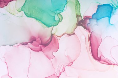 Çok renkli, soyut mürekkep dokusuna yakın plan, moda duvar kağıdı. Tasarım projesi için sanat davetiye, poster, sunum için arkaplan